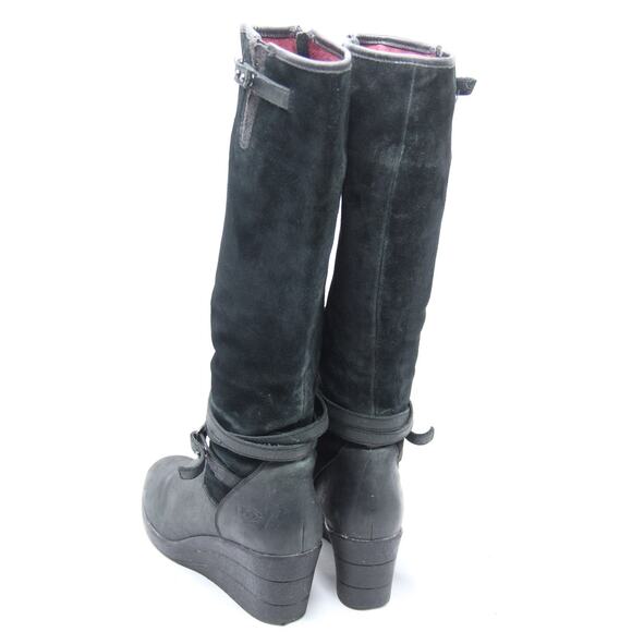 Ugg Lesley Boots Womens 6 Leather Waterproof Wedge Heel Knee High 1005266 - Picture 7 of 10